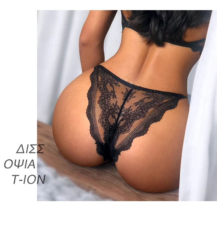 INTIMO SECRETS Adjustable Lace Thong - Sexy Transparent Half-Wrap T-Back