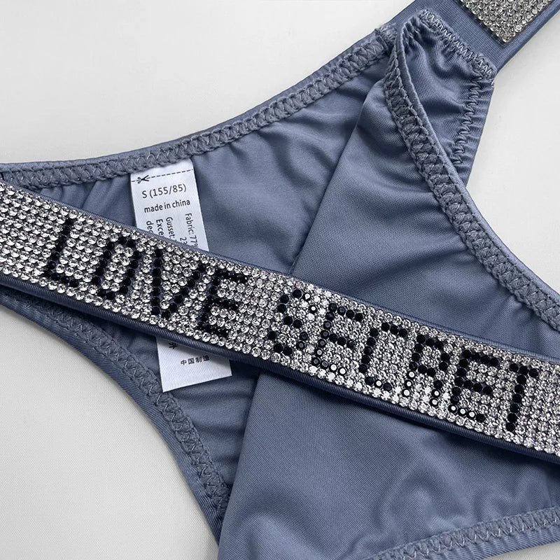 INTIMO SECRETS Rhinestone Thong Panties – Low Waist T-Back (S-XL)