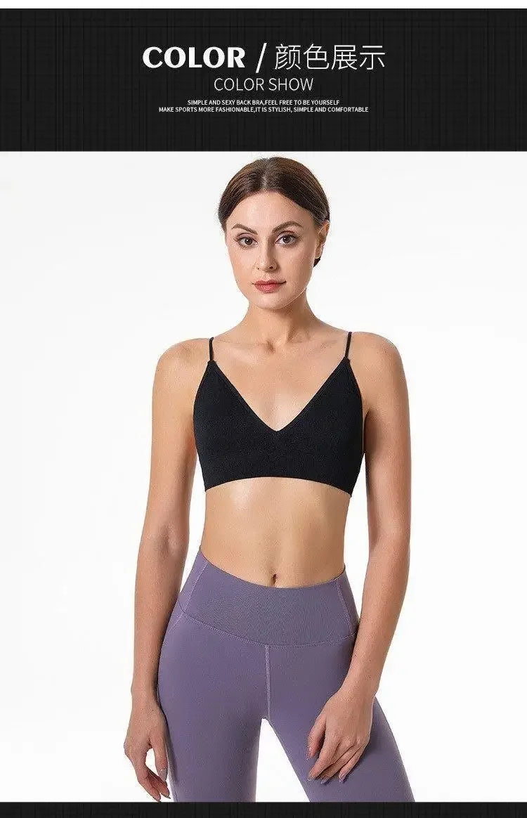 V Neck Seamless Triangle Cup Bra Camisole Underwear Wrapped Chest Women S M L Breathable Gather Up Sports Fitness Yoga Casual