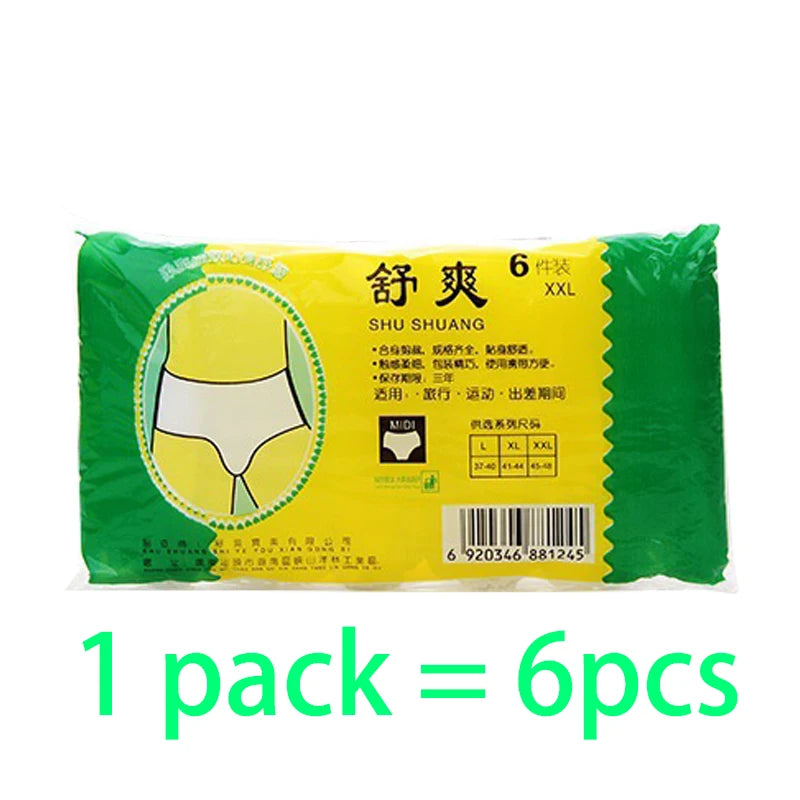 18Pcs/Set Travel Portable Disposable Non Woven Paper Briefs Panties Underwear White Regular Emergency Underpants for Women Men