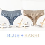 2PCS/Set Seamless G-String Panties Women Thongs Sexy Panty Lingerie Solid Color Female High Waist Thongs Women's Underwear