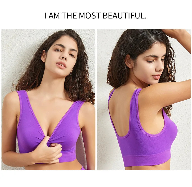 INTIMO SECRETS Women’s Large-Size Seamless Sports Bra – Removable Pad Yoga Vest