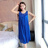Summer Imitation Silk Nightgowns Women 2025 Sexy Sleepwear Nightwear Female  Spaghetti Strap Underwear Lace Breathable Homewear