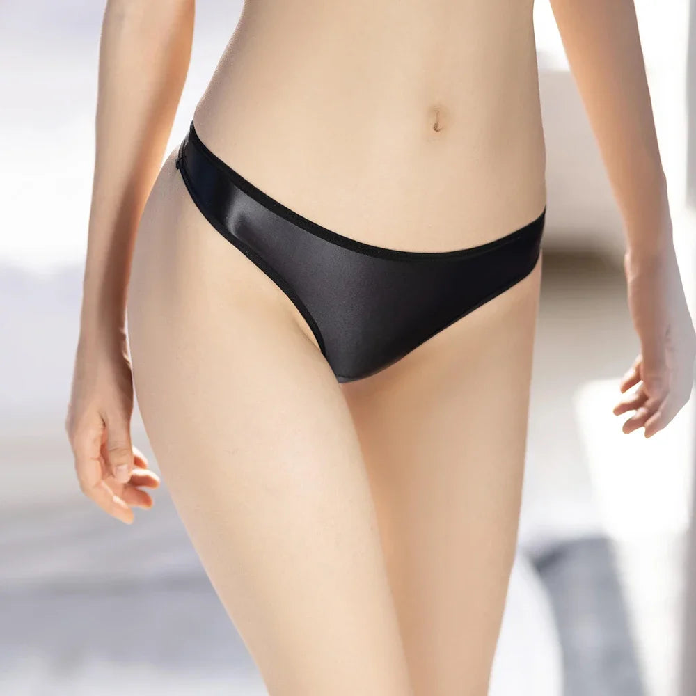INTIMO SECRETS Women’s Sexy Shiny High-Stretch See-Through Thong Panties