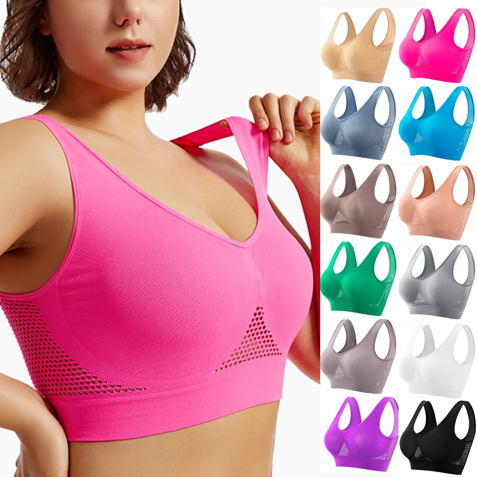 INTIMO SECRETS Wireless Sports Bra – Seamless Push-Up Crop Top
