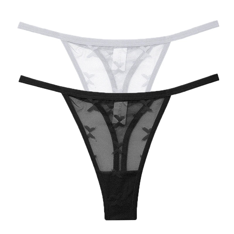 INTIMO SECRETS 2PCS Mesh Thongs – Transparent Seamless G-String Underwear for Women S-XL