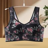 Plus Size Fixed Cup Bra Wireless Breathable Summer Thin Underwear One-Piece Vest Style for Middle-Aged And Elderly People