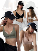 INTIMO SECRETS Women’s Wireless Deep V Hollow-Out Bra – Seamless, Soft 3/4 Cup Lingerie