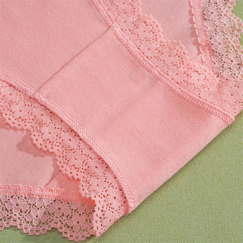 INTIMO SECRETS 3PCS Cotton Lace Panties – Plus Size Women’s Mid-Waist Lingerie
