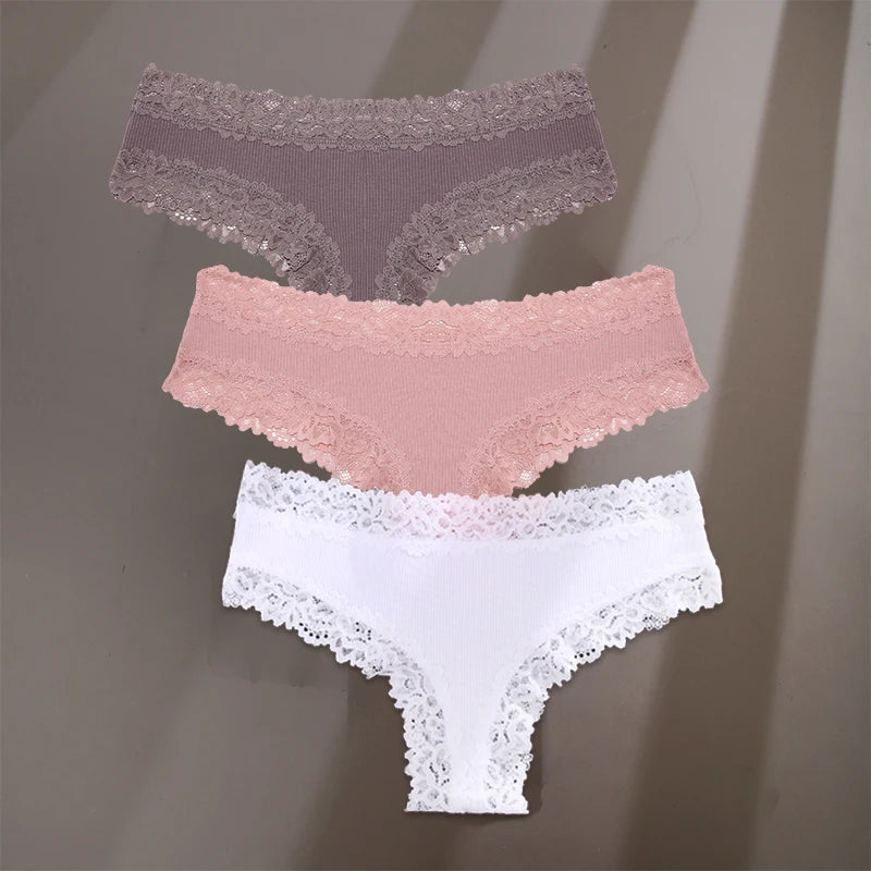 INTIMO SECRETS 3-Pack Women’s Floral Lace Cotton Panties – Sexy Soft Briefs S-XL