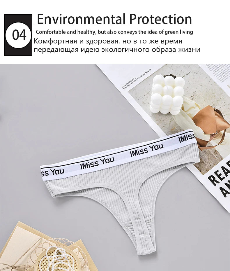 INTIMO SECRETS 3-Pack Women’s Cotton Thongs – Low-Waist, Soft & Comfortable G-String Panties