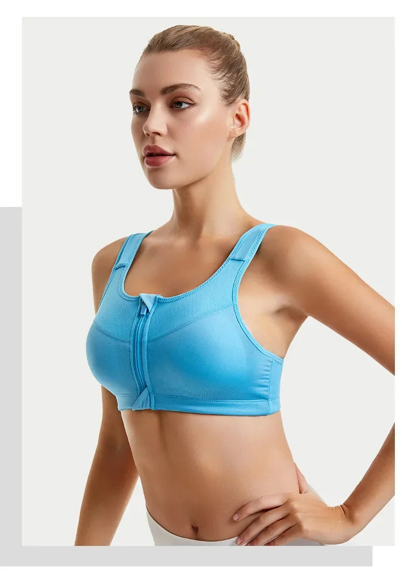 INTIMO SECRETS Women’s Shockproof Sports Bra – Front Zipper Yoga Vest