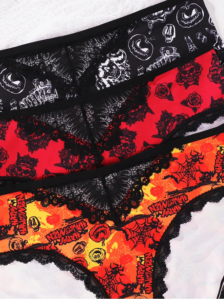 INTIMO SECRETS Halloween Low-Waist Lace Panties – 3 Pack