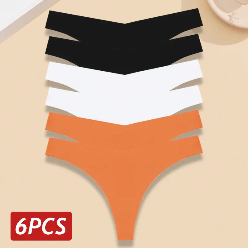 INTIMO SECRETS 6-Pack Women’s Seamless V-Waist Thongs – Ultra-Thin Summer G-String Panties