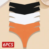 INTIMO SECRETS 6-Pack Women’s Seamless V-Waist Thongs – Ultra-Thin Summer G-String Panties