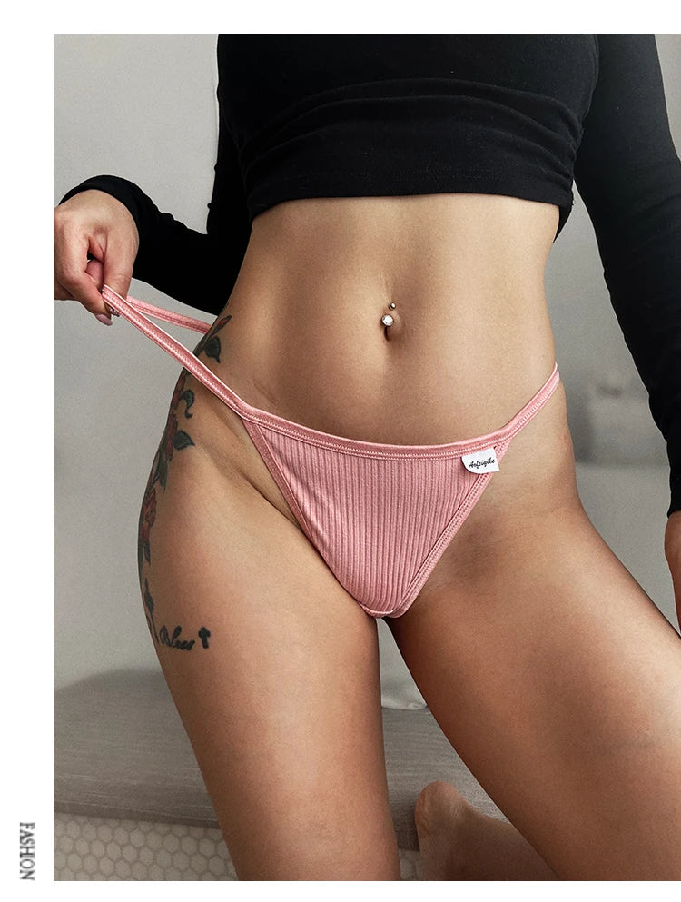 INTIMO SECRETS Cotton Thong – Sexy Low-Waist G-String Underwear for Women