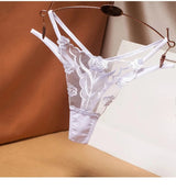 INTIMO SECRETS Sexy Embroidered Mesh Thong – Sheer Strappy G-String & Seamless Floral Lace T-Back Lingerie