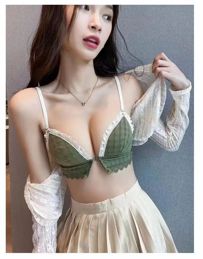 Front Button Wireless Bralette for Women – Lightweight Push-Up Comfort Bra