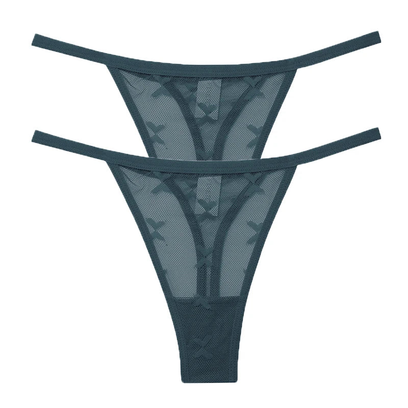 INTIMO SECRETS 2PCS Mesh Thongs – Transparent Seamless G-String Underwear for Women S-XL
