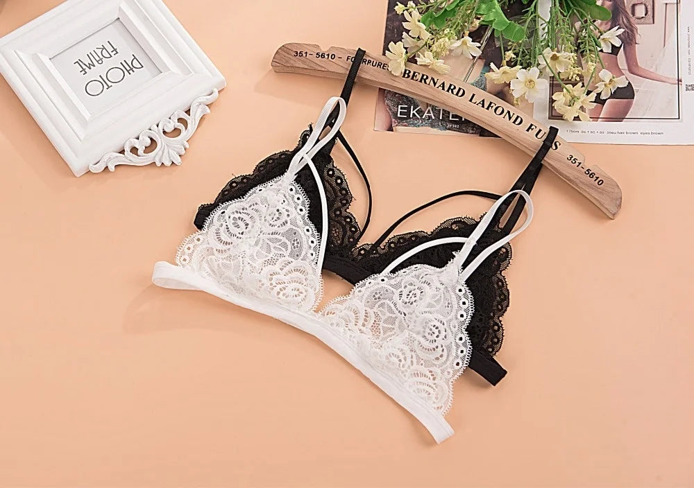 INTIMO SECRETS Women’s Transparent Lace Bra – Sexy Invisible Wire-Free Floral Bralette