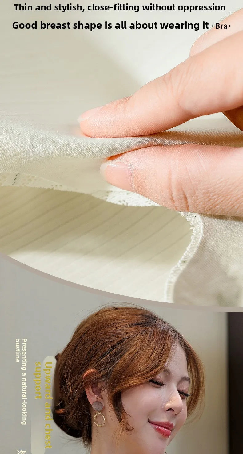 Seamless Lace Backless Bra Vest Fixed Cup Push-Up Side Breast Collection Wireless Vest Style Sleep Bra