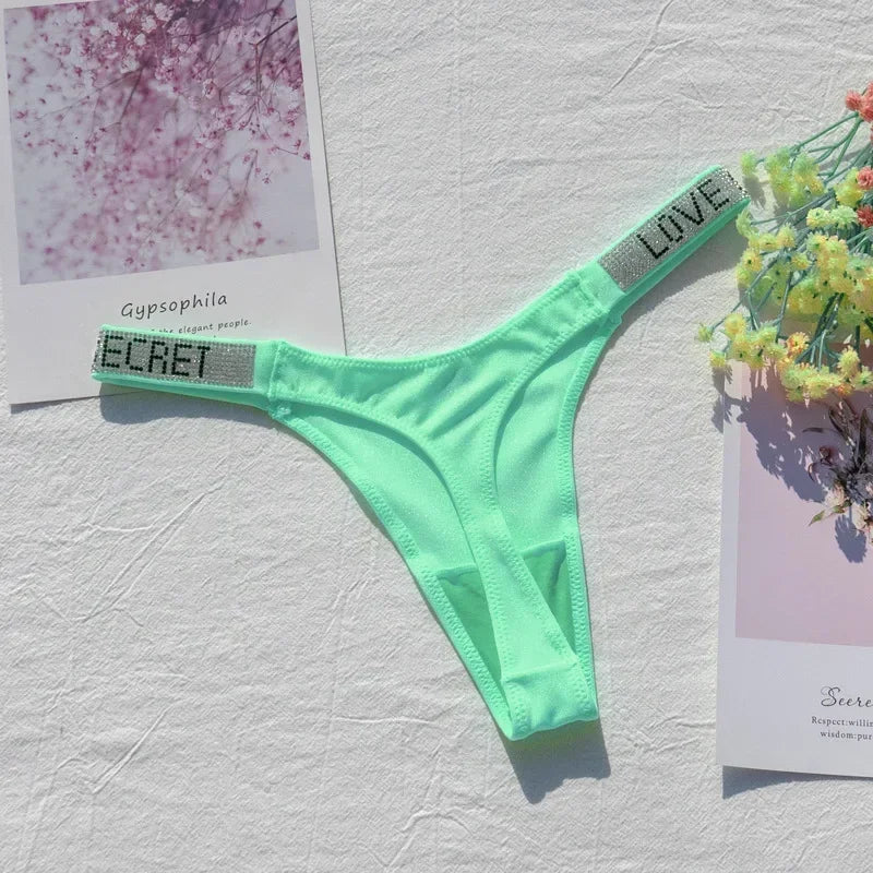 INTIMO SECRETS Sexy Rhinestone Low-Rise Thong for Women