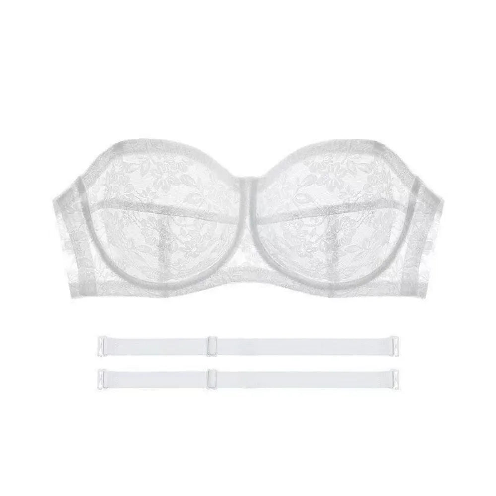 INTIMO SECRETS Women’s Mesh Lace Transparent Bra – Seamless Push-Up Invisible Lingerie for Wedding
