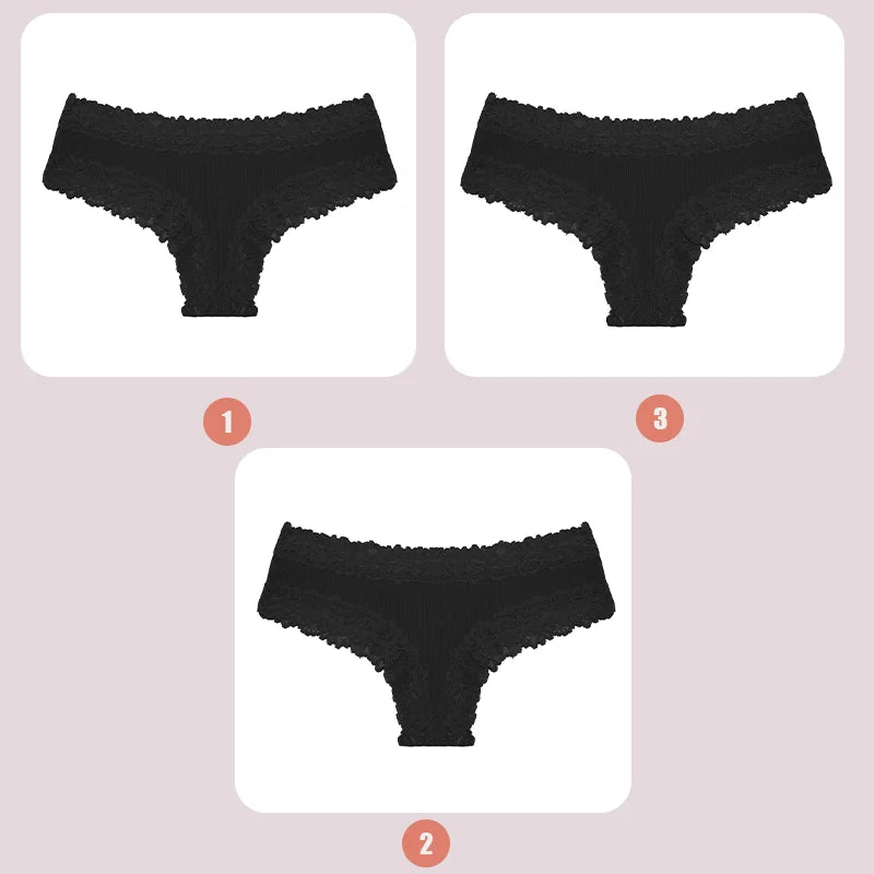 INTIMO SECRETS 3-Pack Lace Cotton Panties – Low Waist Plus Size Women
