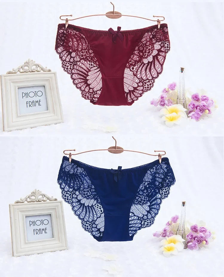 Hot Selling Item Fashion Women Underwear Sexy Lace Transparent Low Waist Hollow T Back Panties Lady Briefs Big Size M-3XL