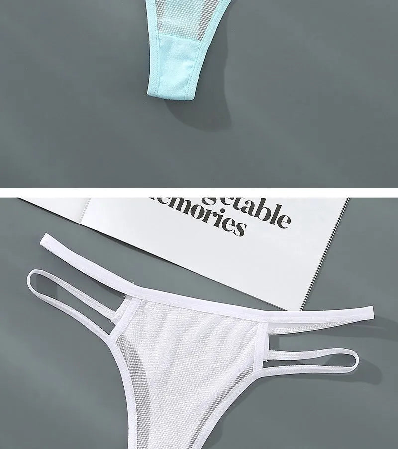 INTIMO SECRETS Transparent Hollow-Out G-String – Traceless Sexy Thong with Cotton Crotch