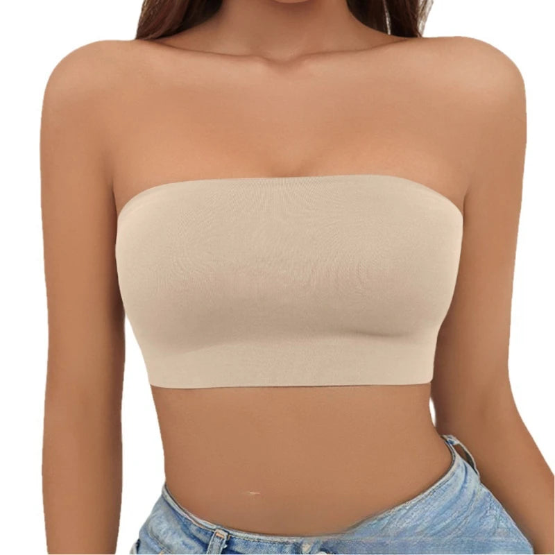 Women's Sexy Seamless Strapless Tube Top Bra, Women's Full Cup Ultra-thin Silicone Anti Slip Bra, Off Shoulder Dress Bra