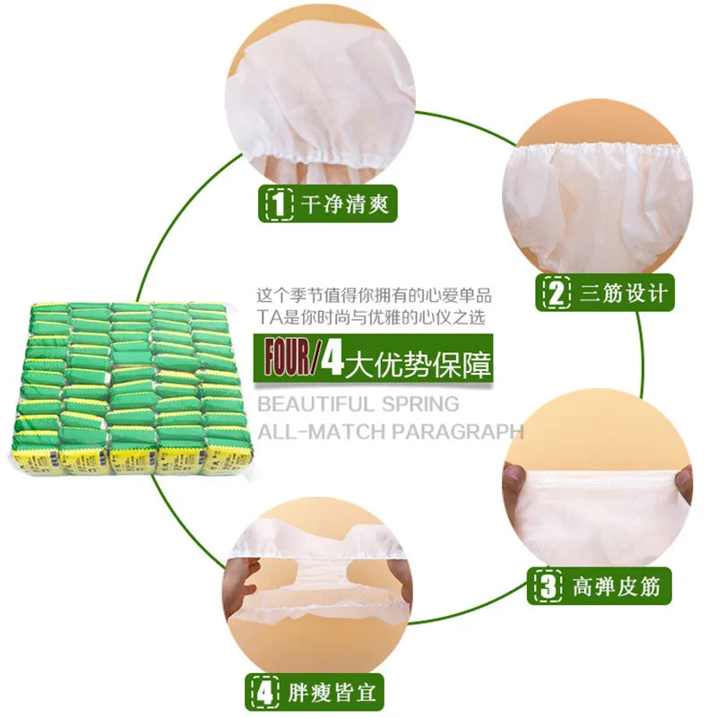 18Pcs/Set Travel Portable Disposable Non Woven Paper Briefs Panties Underwear White Regular Emergency Underpants for Women Men