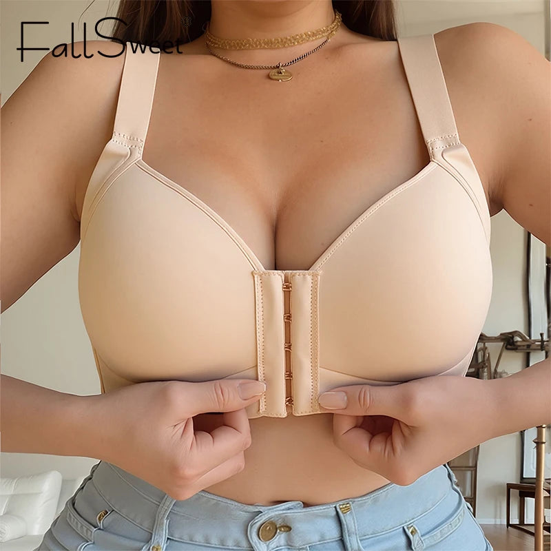 INTIMO SECRETS Plus Size Wireless Front Closure Bra – Seamless Soft Comfort