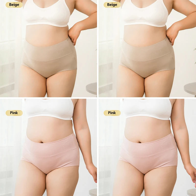 4Pcs High Waist Cotton Panties Women Underwear Body Shaper Soft Ladies Briefs Plus Size Sexy Panty Female Breathable Lingerie