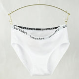 3PCS Women's Cotton Underwear High Elastic Letter Waistband Briefs Solid Color Fashionable Sports Soft Underwear
