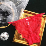 INTIMO SECRETS Adjustable Lace Thong - Sexy Transparent Half-Wrap T-Back