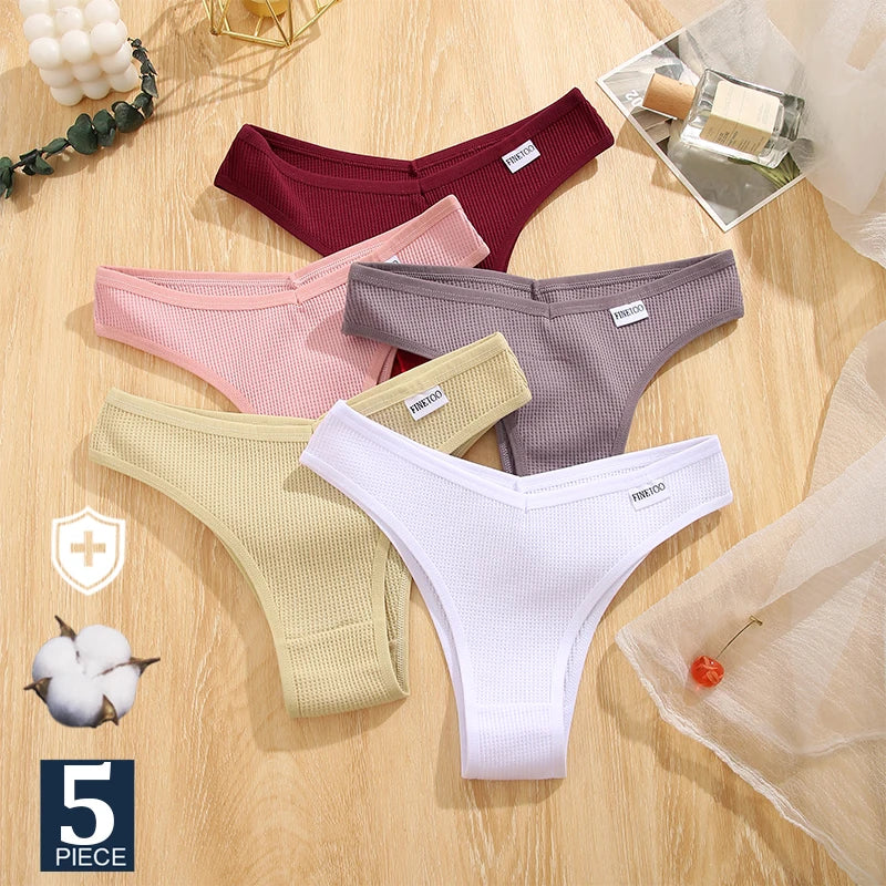 INTIMO SECRETS 5-Pack V-Waist Brazilian Thongs – Women’s Cotton Panties