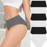FINETOO 6Pcs Women's Cotton High Waist Panties Underwear Female Large Intimate Lingerie Briefs Woman Underpants Pantys Panties