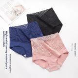 INTIMO SECRETS High Waist Cotton Briefs - V-Neck Lace Abdomen Control