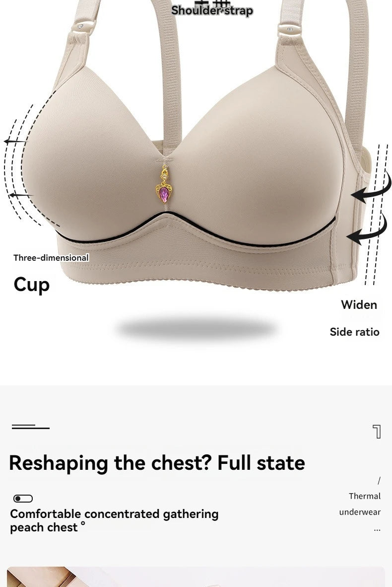 New Non-magnetic Thin Cup Glossy Fat Mm Bra Large Size No Underwire Comfortable Breathable Gathered Women's Underwear