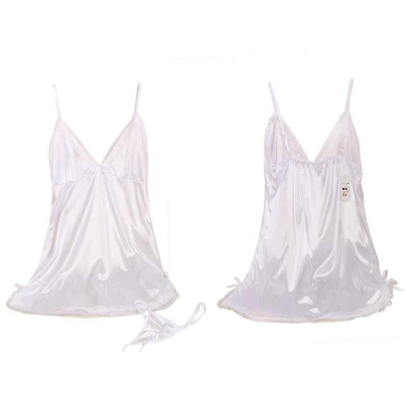 1PC Women's Sexy Sleep Suspenders V-neck Solid Color Comfortable Fashion Nightdress Sleepshirts Underwear Clothing