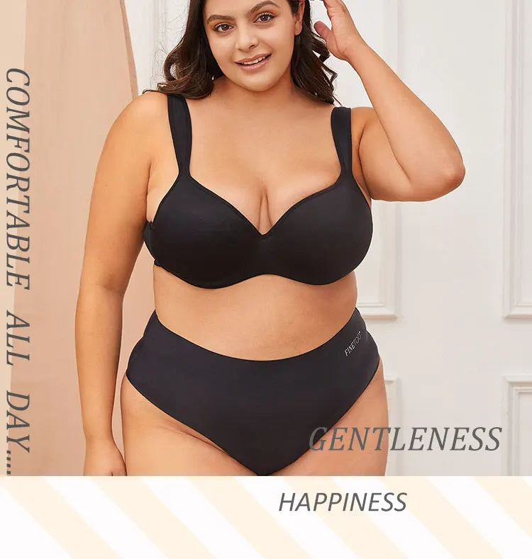 INTIMO SECRETS Plus Size Full Coverage Unlined Seamless Bra Wide Strap Wireless Push-Up