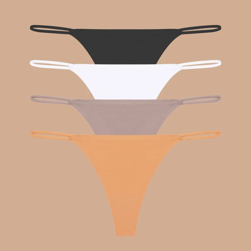INTIMO SECRETS 4-Pack Women’s Seamless Ice Silk Thongs – Low-Waist, Stretchy G-String Panties