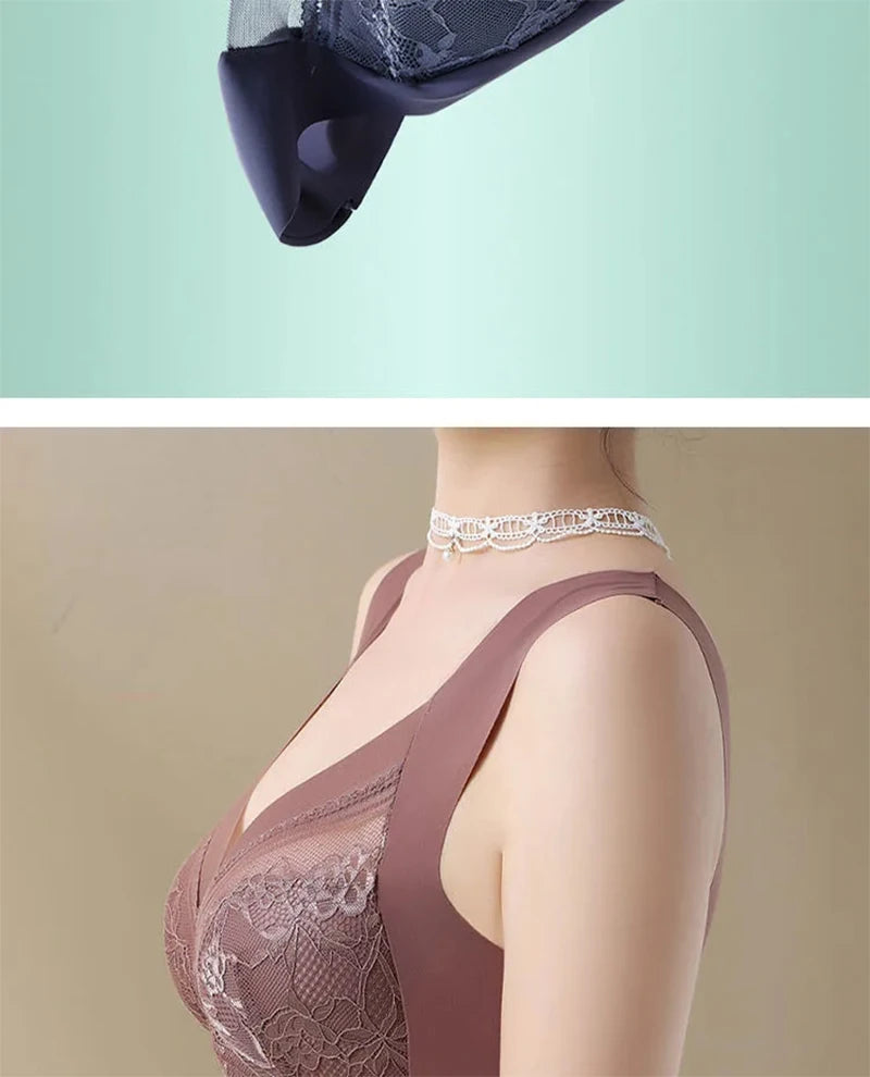 INTIMO SECRETS Wireless Lace Bra – Large Size Summer Bralette for Women