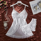 Tulle Ultra Sexy Nightgown V-neck Bra Open Sleep Skirt Night Erotic Dress Woman Sheer Pajamas Lingerie Thongs Luxury Kit