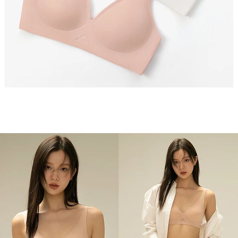 Women Wireless Bra Deep V Hollow Out Underwear Female Seamless Bras Ladies Comfortable 3/4 Cup Brassiere Girls Soft Lingerie New