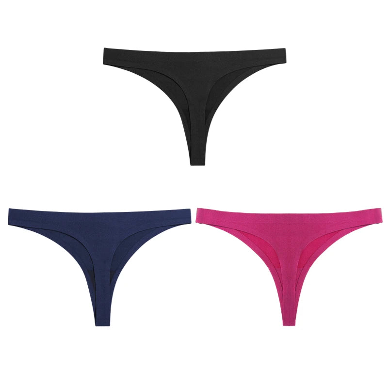INTIMO SECRETS 3PCS Silk Satin Thongs – Seamless Sexy G-String Underwear for Women