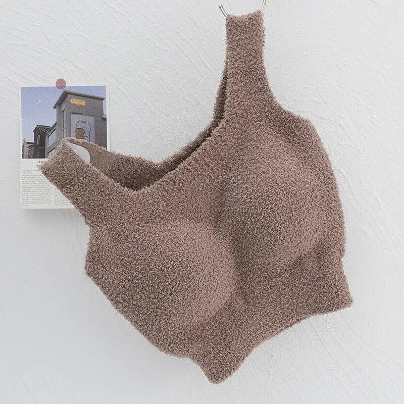 INTIMO SECRETS Winter Warm Fleece Bralette – Padded Thermal Crop Top