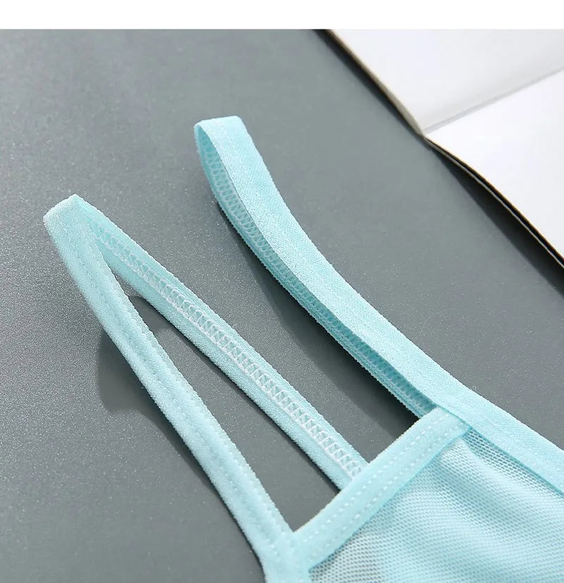 INTIMO SECRETS Transparent Hollow-Out G-String – Traceless Sexy Thong with Cotton Crotch