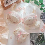 INTIMO SECRETS Lolita Japanese Cute Lace Bra – Small Chest, Wire-Free, Pull-Together